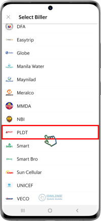 STEP 3. Choose PLDT from billers' list.