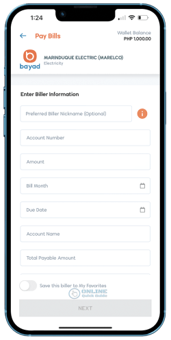 STEP 4. Enter the details of your account and the amount to be paid.