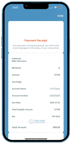 STEP 6. Payment will be processed.
