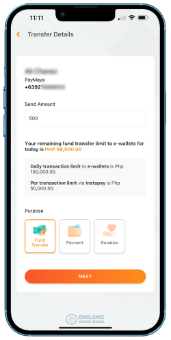 STEP 5. Enter the amount to be send and the purpose of money transfer.