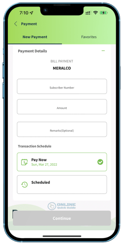 Enter the Subscriber Number and the amount to be paid.
