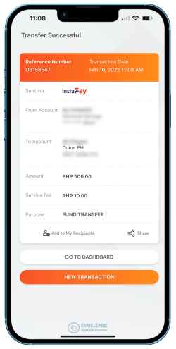 STEP 8. A notification will appear once the money transfer has been successful.