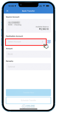 STEP 4A. Select the Destination Account.