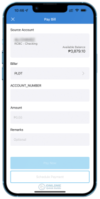 STEP 7. Enter the PLDT Account Number and amount to be paid.