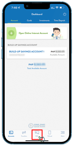 STEP 1. Tap Bills icon.