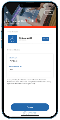 STEP 4. Enter amount to withdraw and nominate 4-digit PIN.
