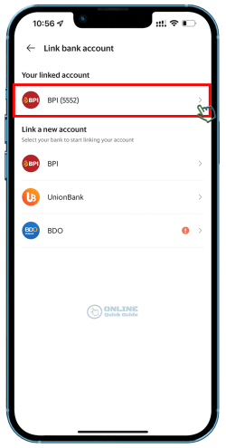 STEP 1. Select the linked BPI account.