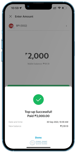 STEP 5. Top-up is successful.