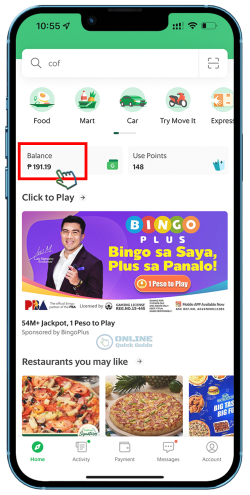 STEP 1. Tap the Balance icon.
