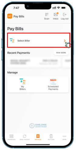 STEP 2. Click Select Biller button.