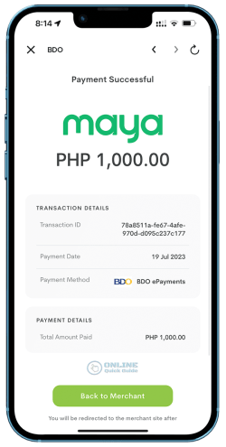 13. Payment has been successful.